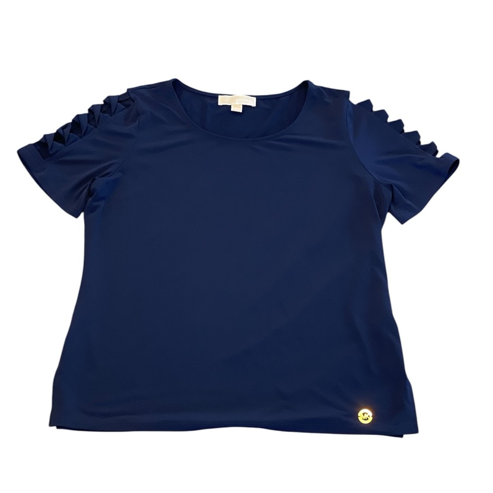 Michael Michael Kors navy blue short sleeve cut out top